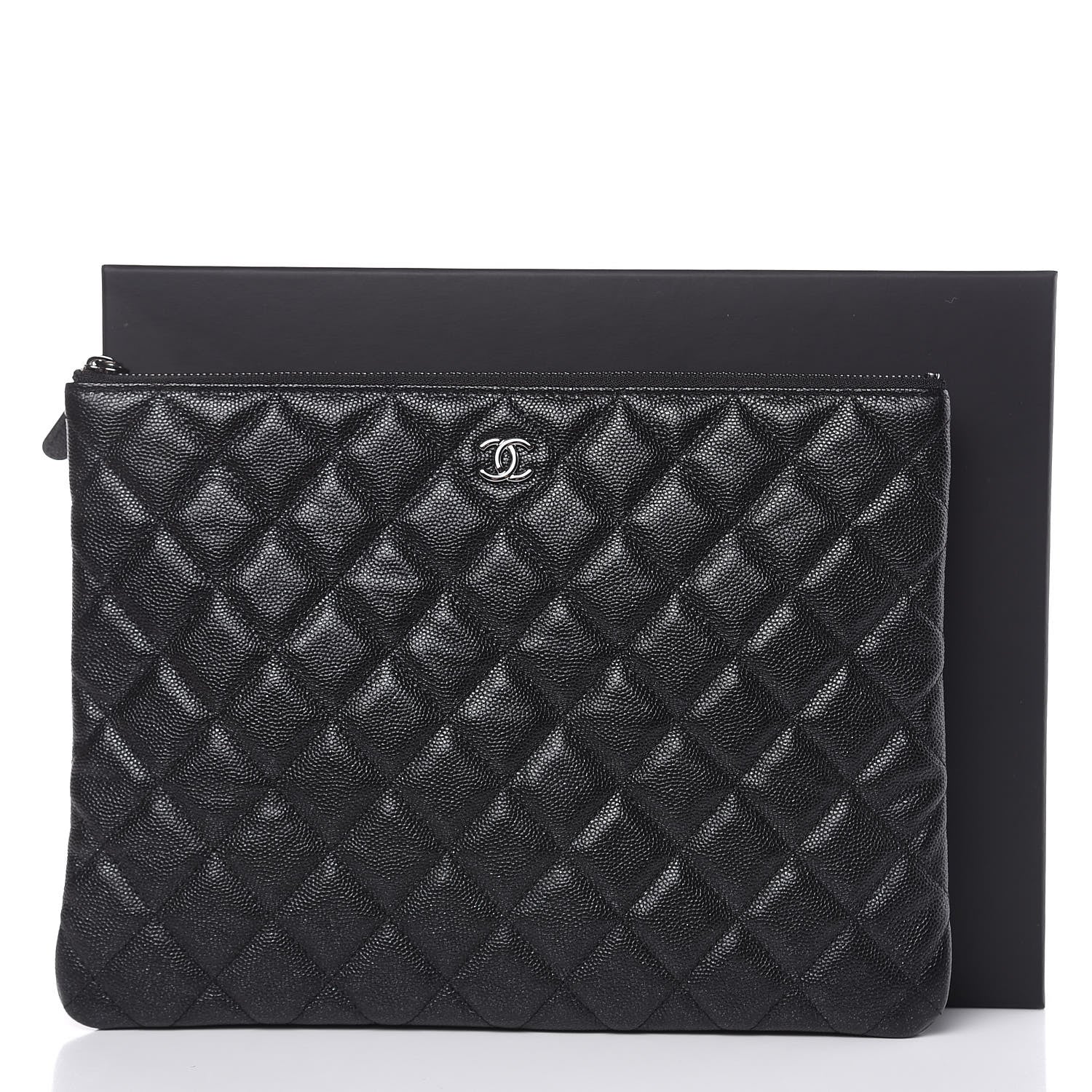 Chanel Iridescent Caviar Quilted Medium Cosmetic Case Black 8 of 8
