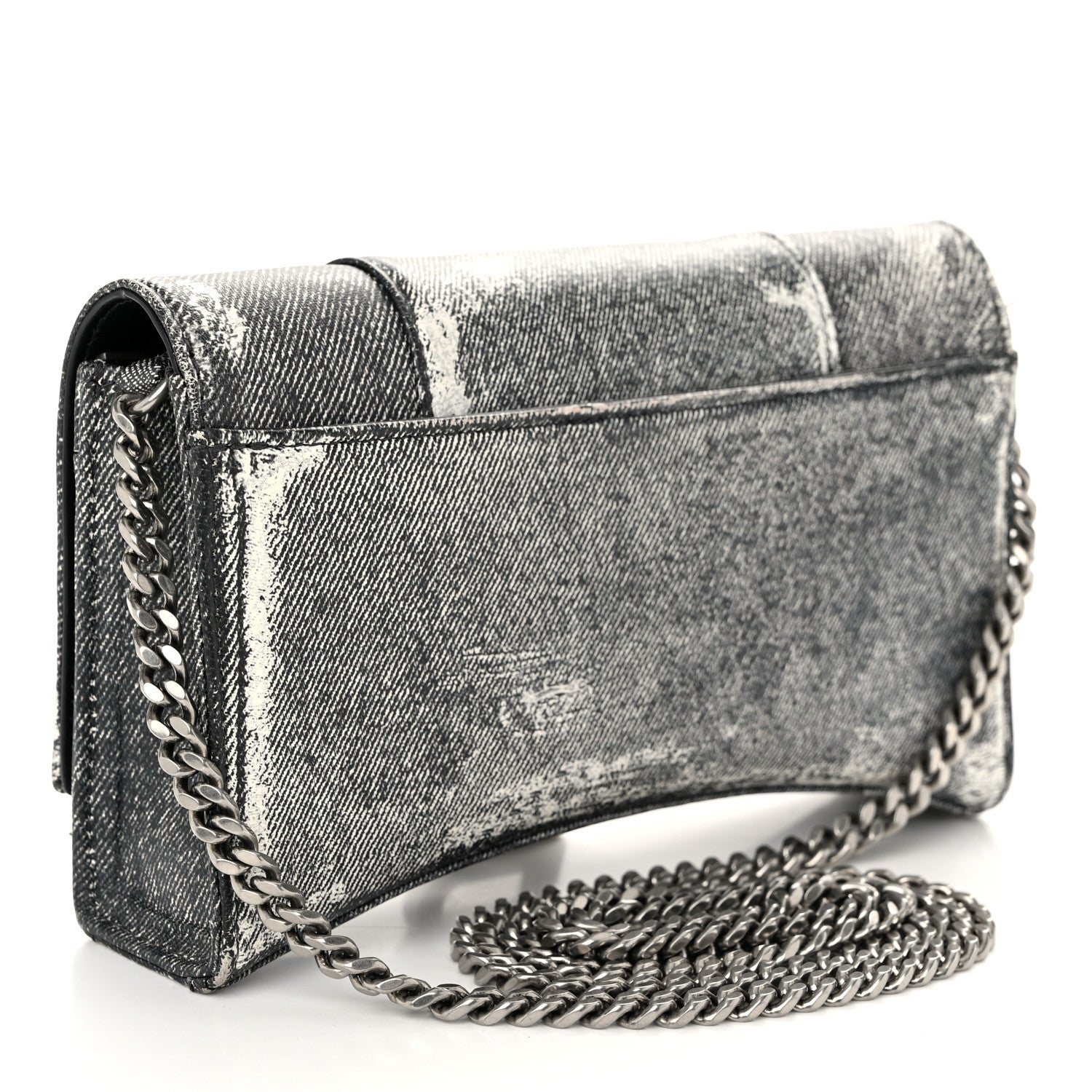 Balenciaga Nappa Denim Printed Hourglass Chain Bag Denim Black 3 of 10
