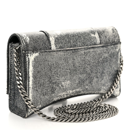 Balenciaga Nappa Denim Printed Hourglass Chain Bag Denim Black 3 of 10