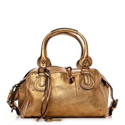 Chloe Metallic Calfskin Crystal Paddington Satchel Gold 1 of 19