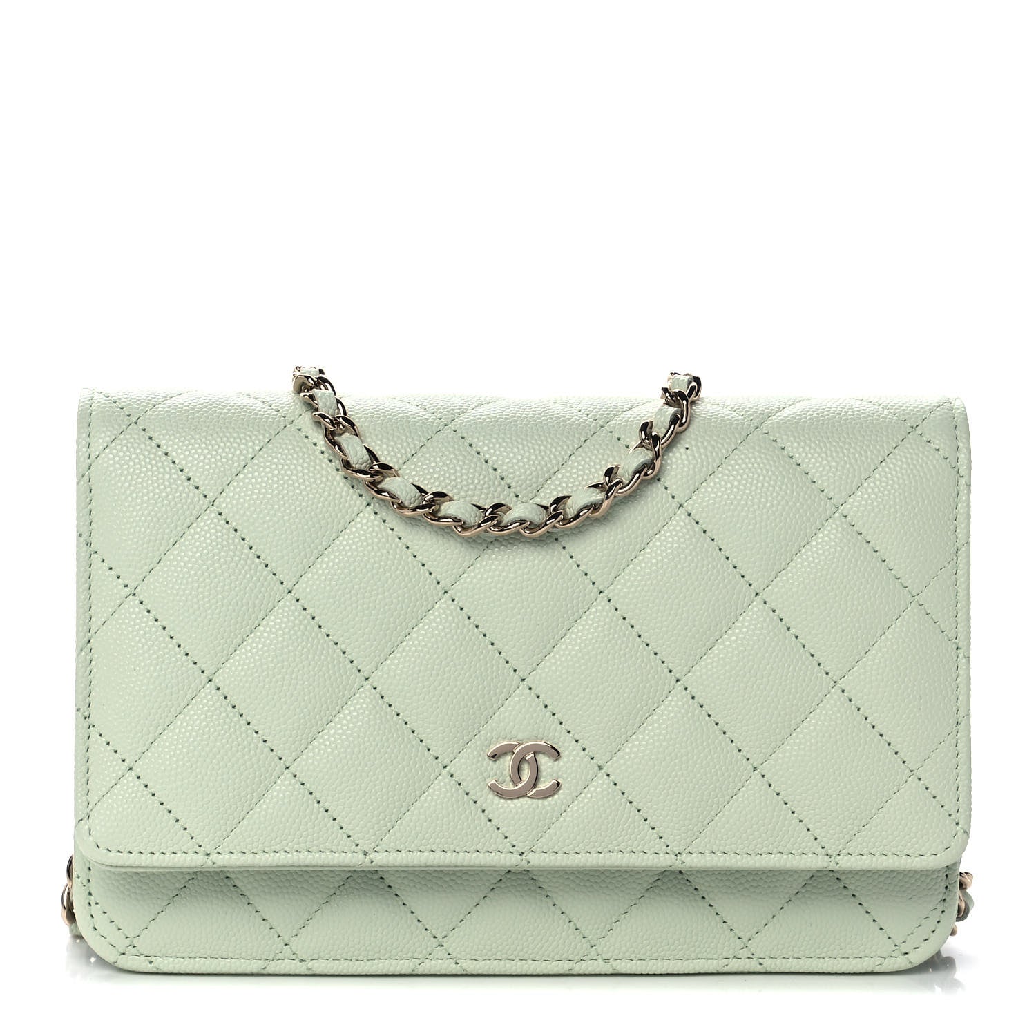 Chanel Caviar Quilted Wallet On Chain WOC Light Green 1 of 10