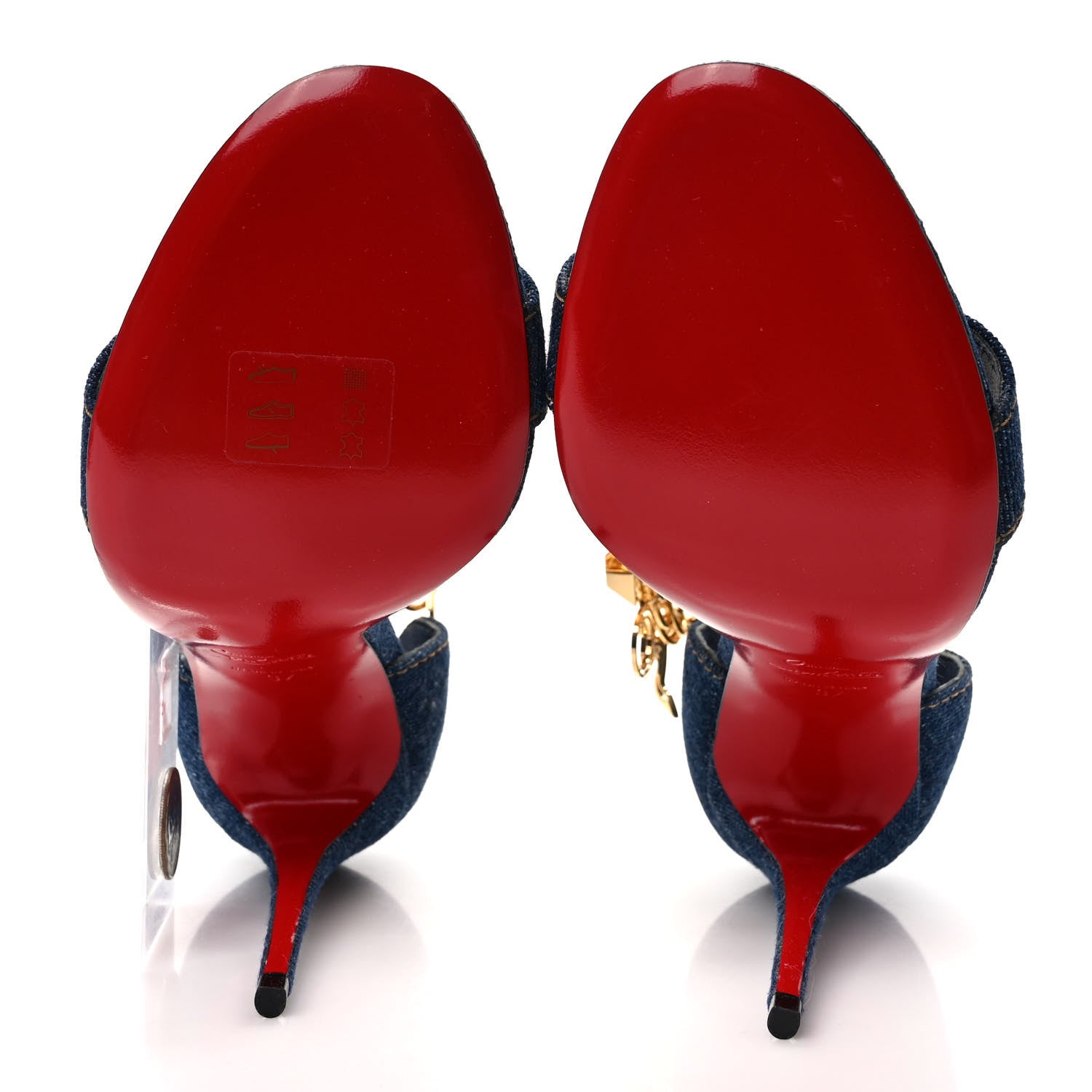Christian Louboutin Denim Gourmi 100 Sandals 37 Blue Gold 5 of 8