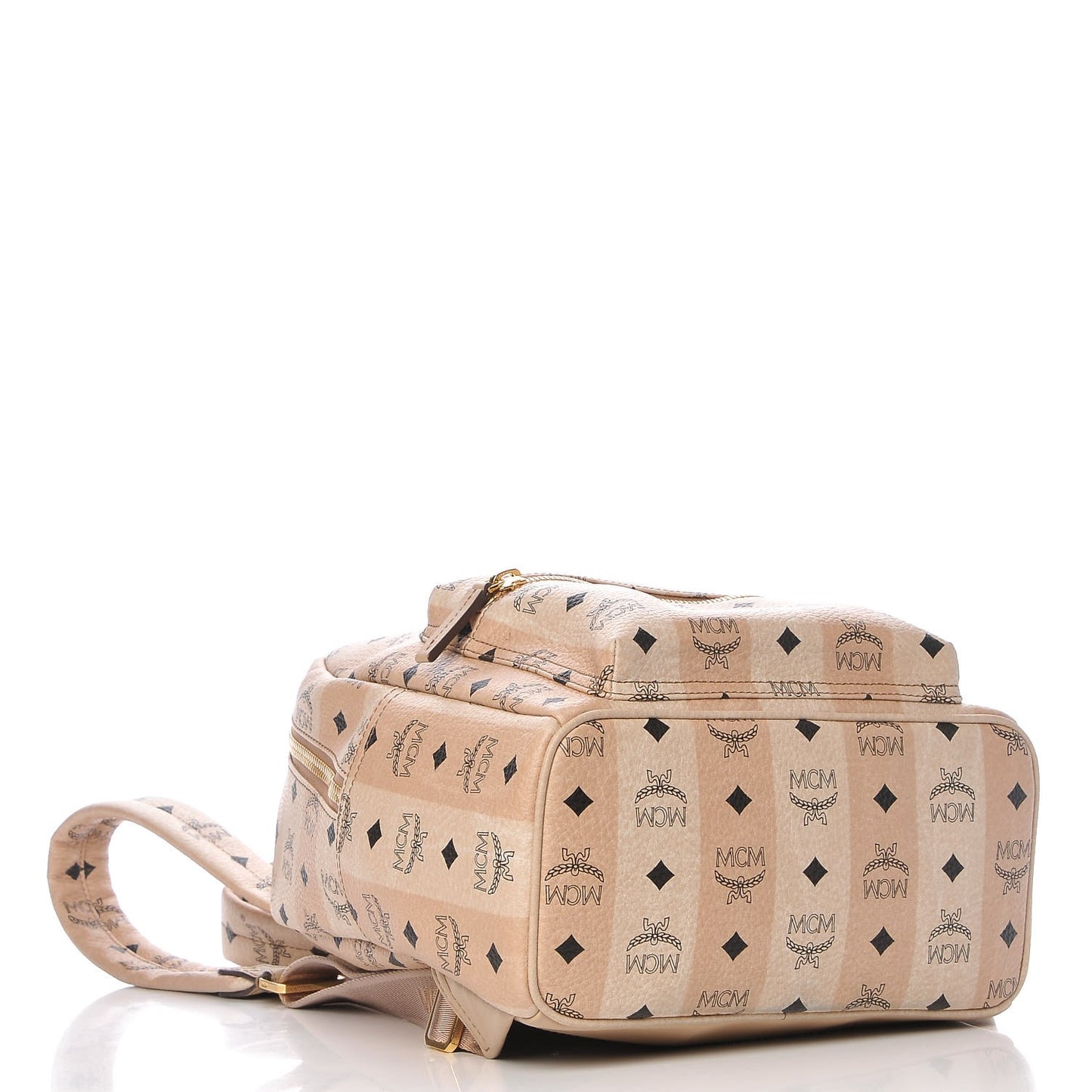 Striped Visetos Small Stark Backpack Beige