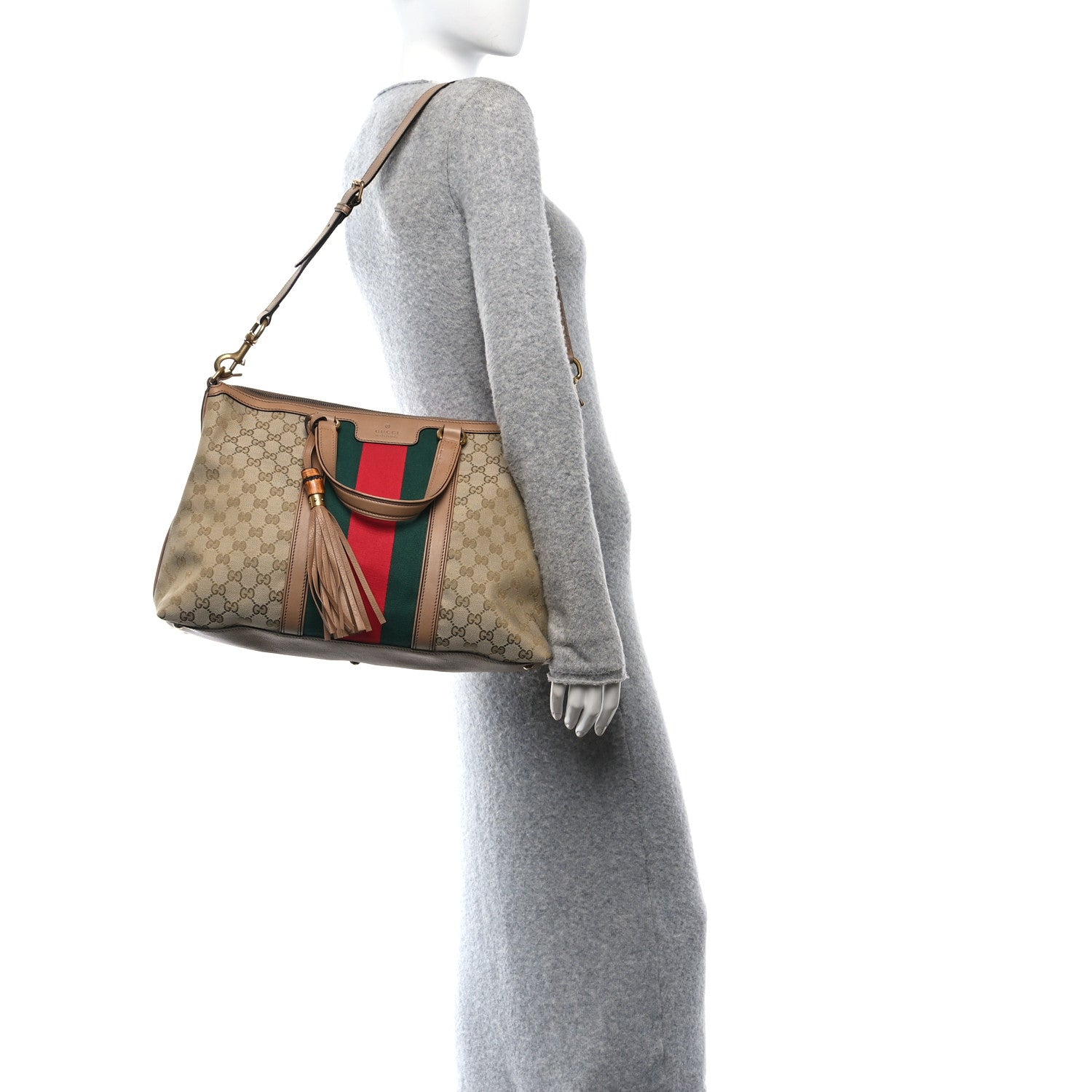 Gucci Monogram Web Medium Rania Top Handle Bag Khaki 2 of 10