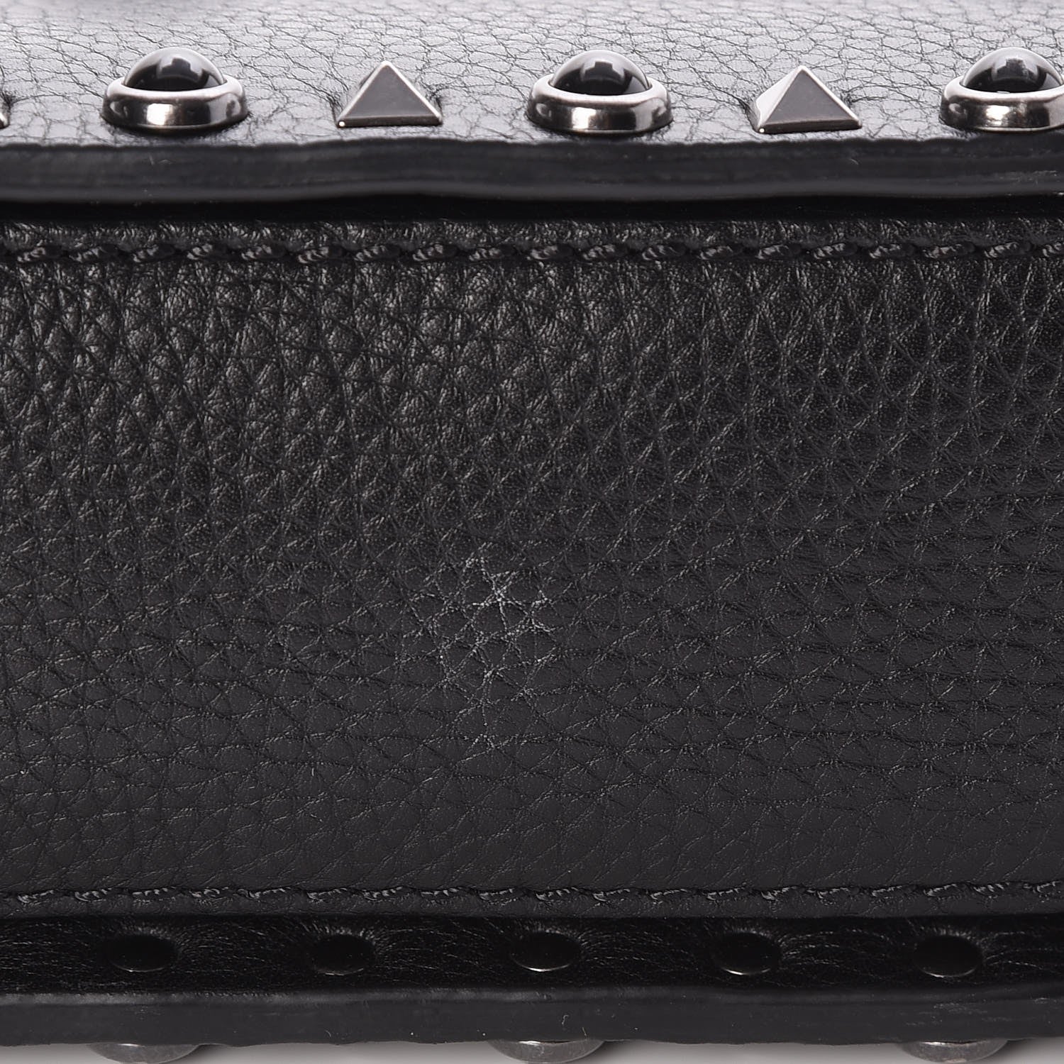 Valentino Garavani Pebbled Calfskin Onyx Medium Rockstud Rolling Flap Saddle Bag Black 7 of 7