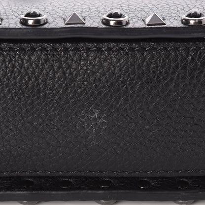 Valentino Garavani Pebbled Calfskin Onyx Medium Rockstud Rolling Flap Saddle Bag Black 7 of 7