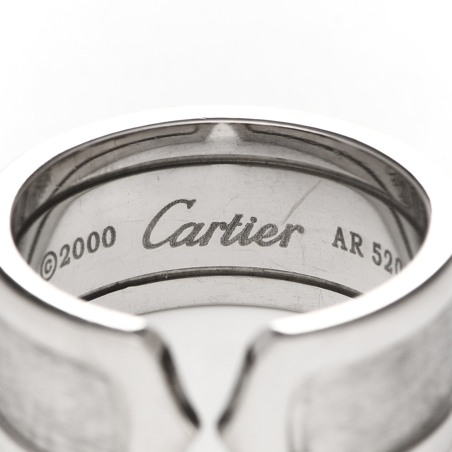 18K White Gold 10mm Logo De Cartier Ring 59 8.75