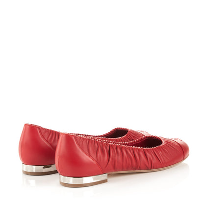 Chanel Lambskin CC Cap Toe Ballerina Flats 39 Red 4 of 7