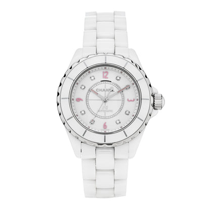 Chanel Stainless Steel Ceramic Diamond 38mm J12 Automatic Watch Pink 1 of 5