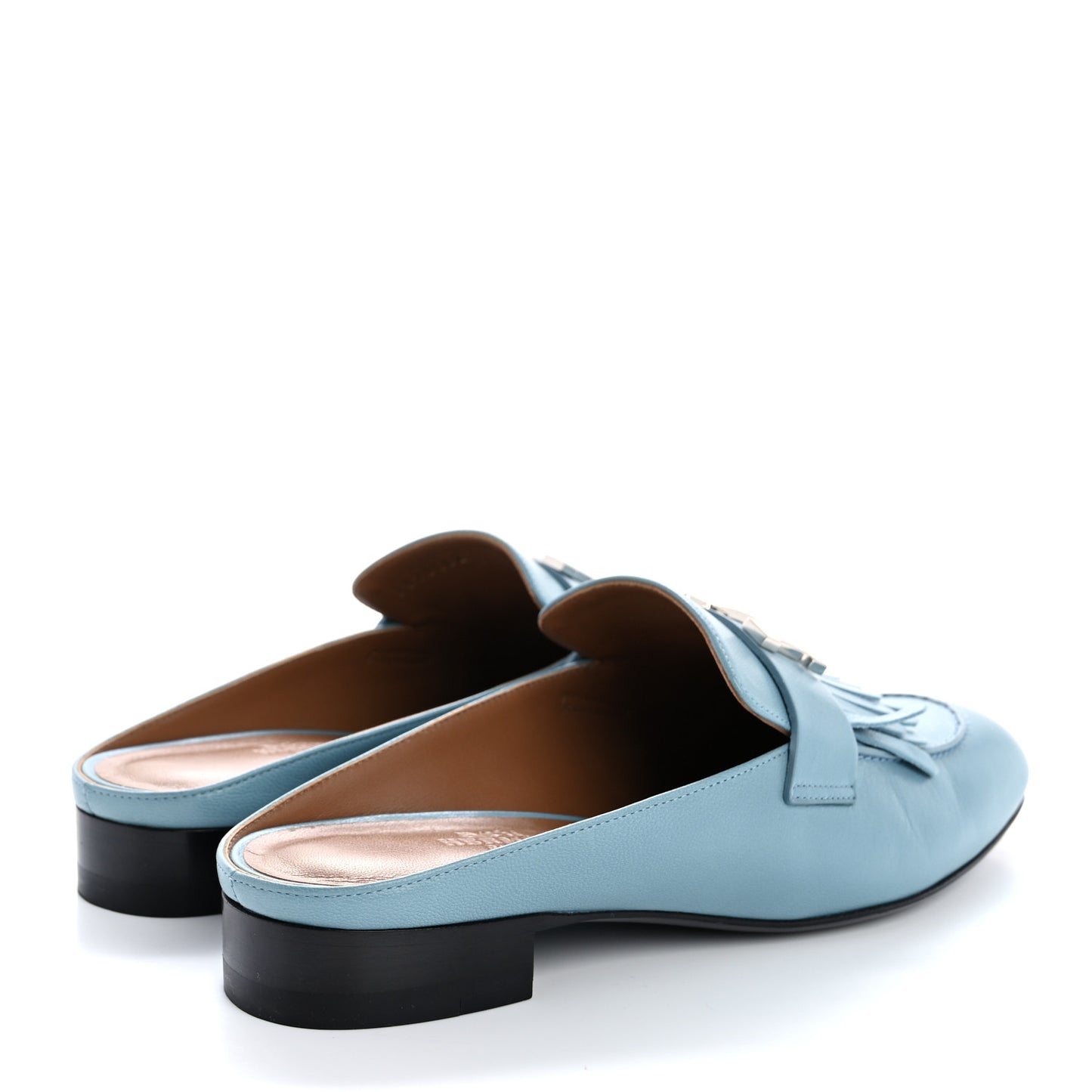 Goatskin Rivoli Mules   36 Bleu Ciel