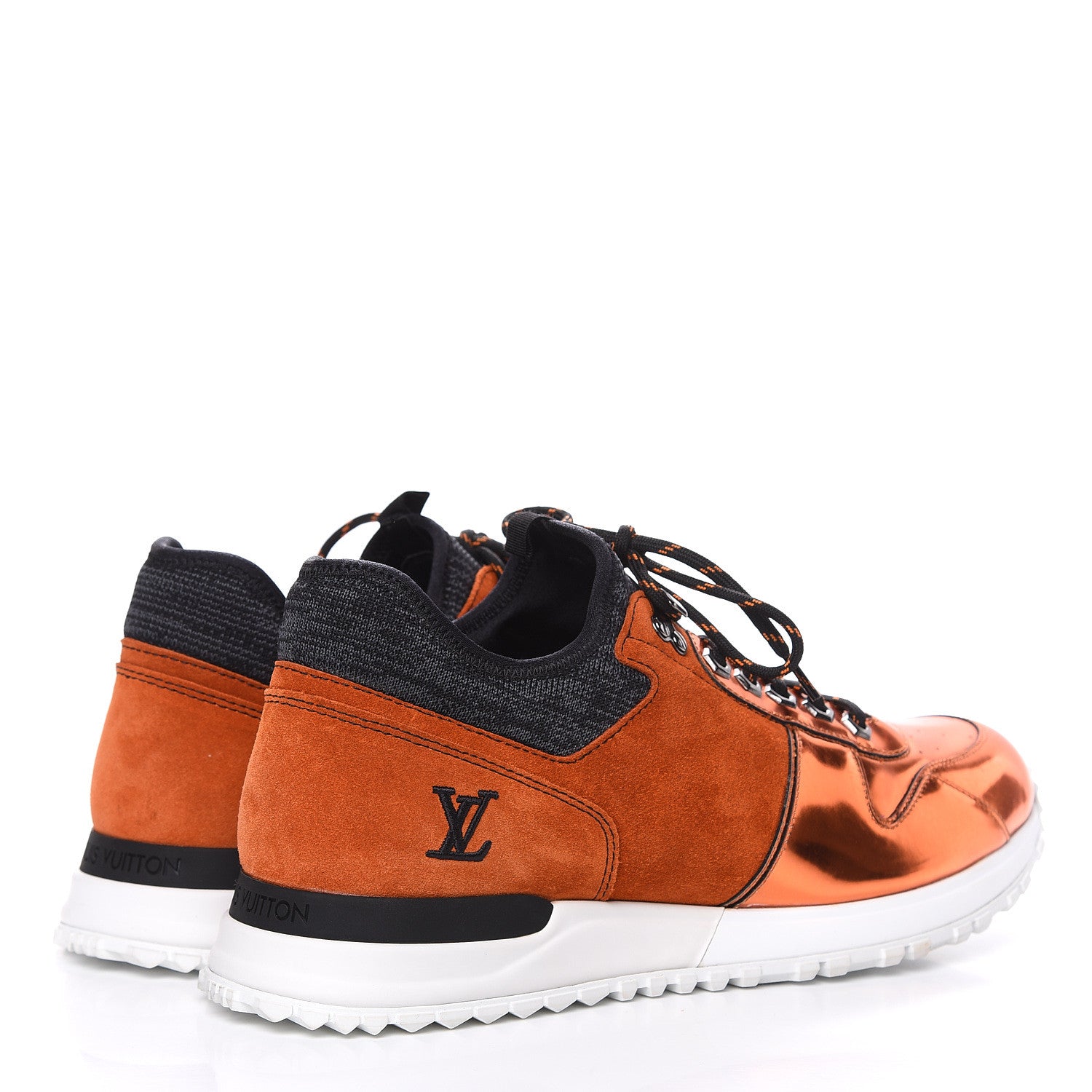 Louis Vuitton Metallic Patent Suede Run Away Sneakers 8 Orange 4 of 7