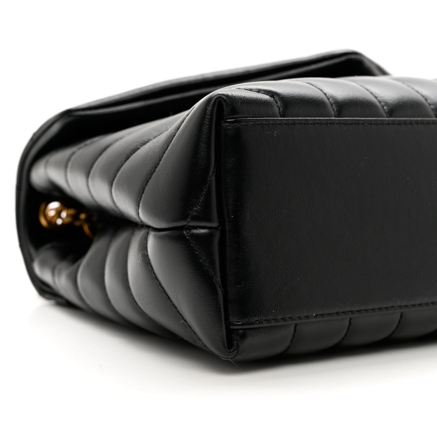 Calfskin Y Quilted Monogram Small Loulou Chain Satchel Black