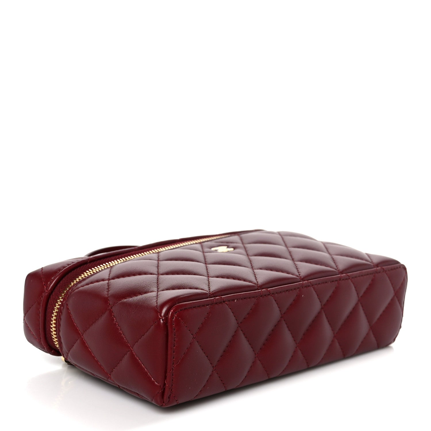 Chanel Lambskin Quilted Top Handle Slim Vanity With Chain Burgundy 4 of 11