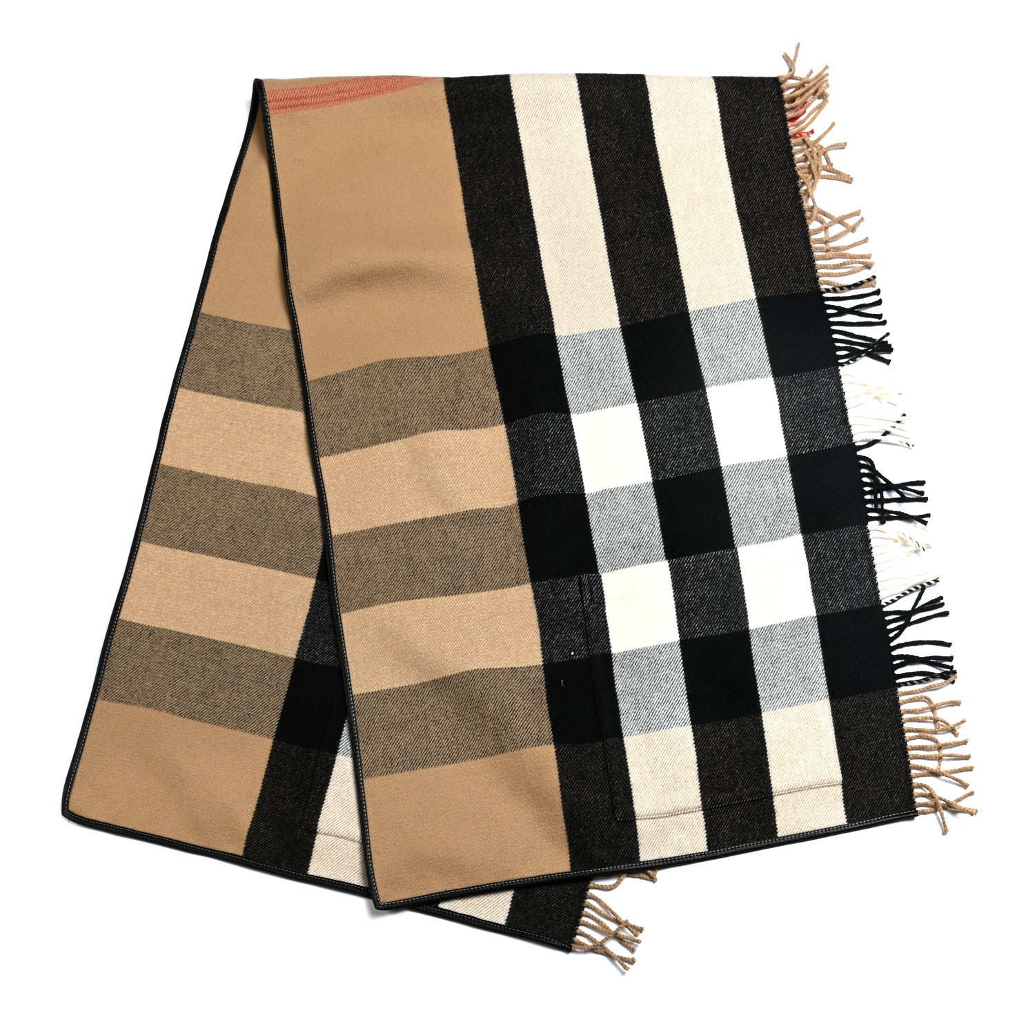 Burberry Cashmere Wool Giant Check Cape Scarf Camel 2 of 3