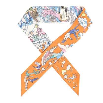 Hermes Silk Sur Mon Nuage Twilly Abricot Bleu Multicolor 1 of 4