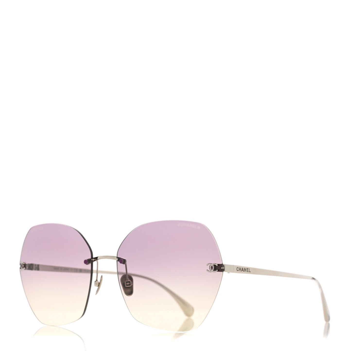 Titanium Polarized Rimless Square Sunglasses 4271-T Gold Pink