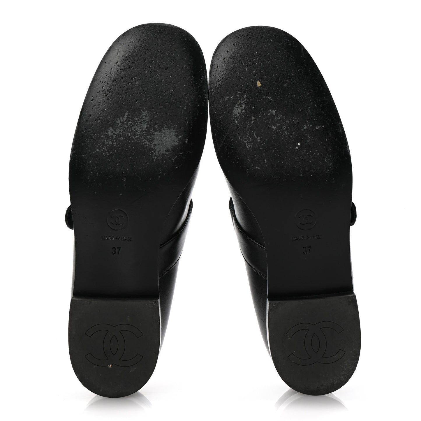 Calfskin Patent Mary Janes Flats 37 Black