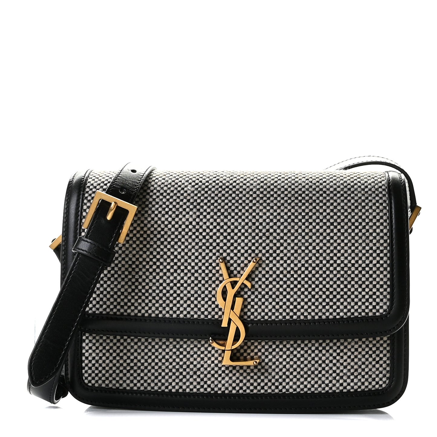 Tweed Houndstooth Medium Solferino Satchel Black