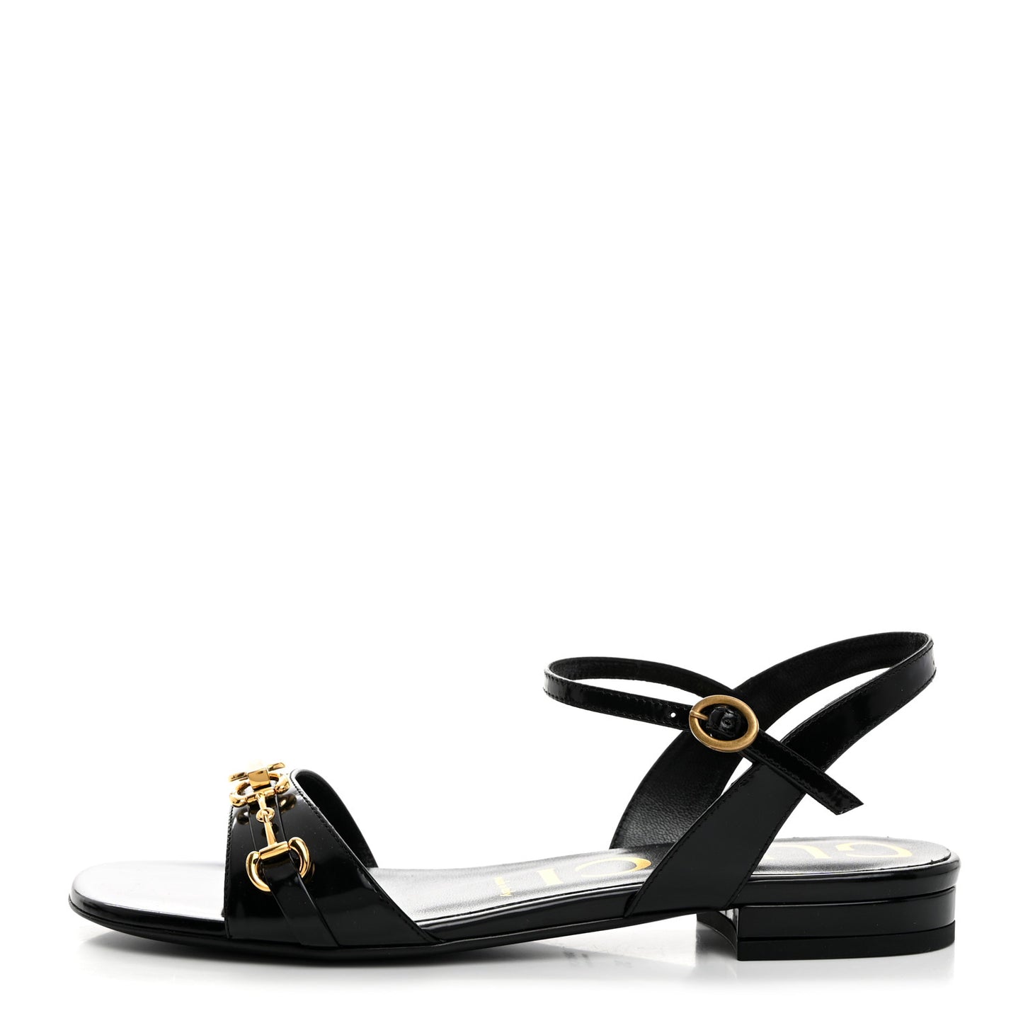 Patent Regent Horsebit Sandals 36 Black