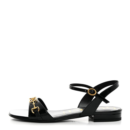 Gucci Patent Regent Horsebit Sandals 36 Black 1 of 8