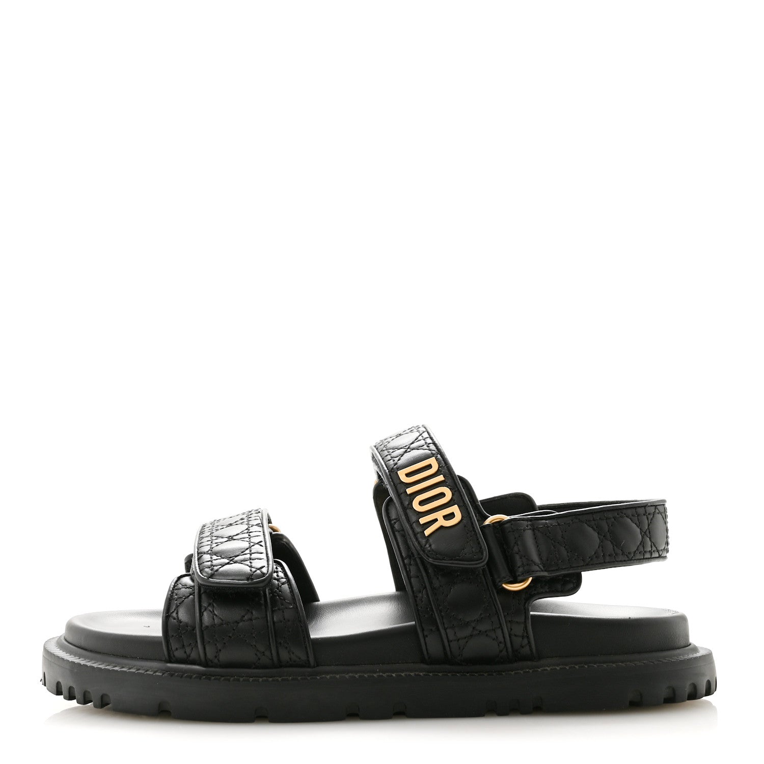 Christian Dior Calfskin Cannage Dioract 10mm Sandals 38.5 Black 1 of 11