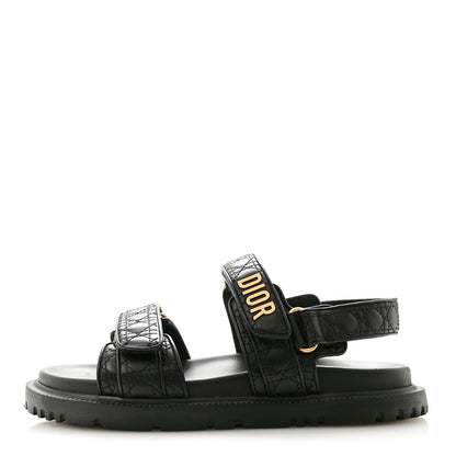 Christian Dior Calfskin Cannage Dioract 10mm Sandals 38.5 Black 1 of 11