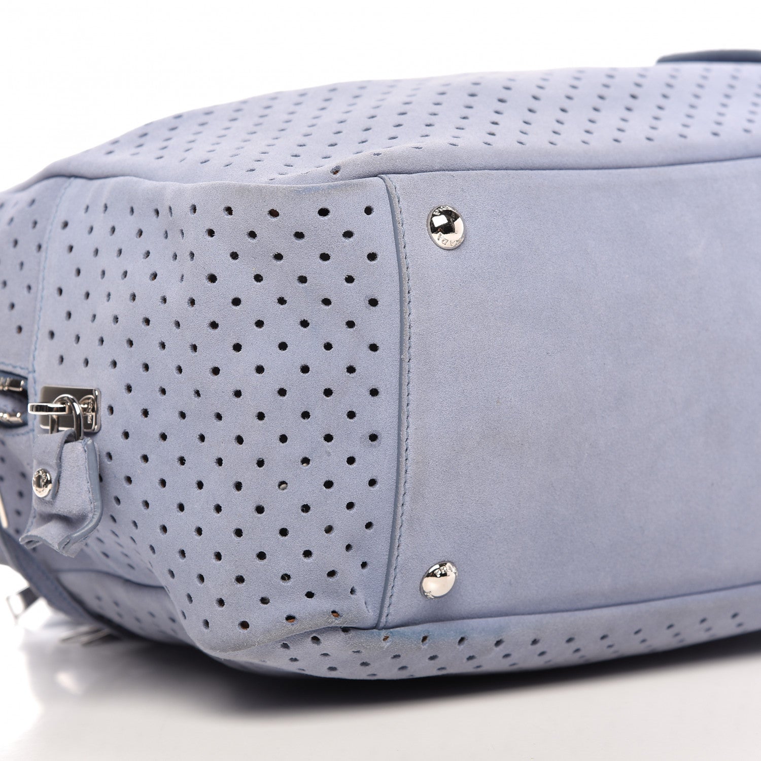 Prada Suede Perforated Zip Around Tote Astrale Nocciolo 6 of 10