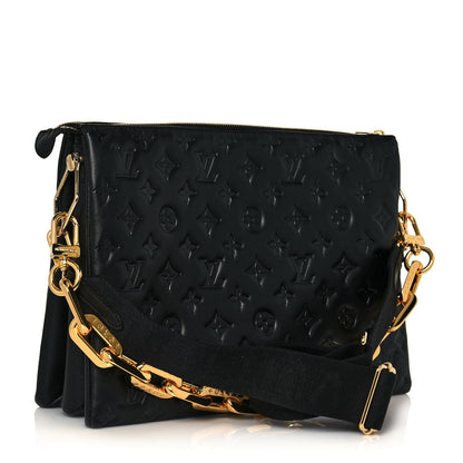 Louis Vuitton Lambskin Embossed Monogram Coussin MM Black 3 of 12