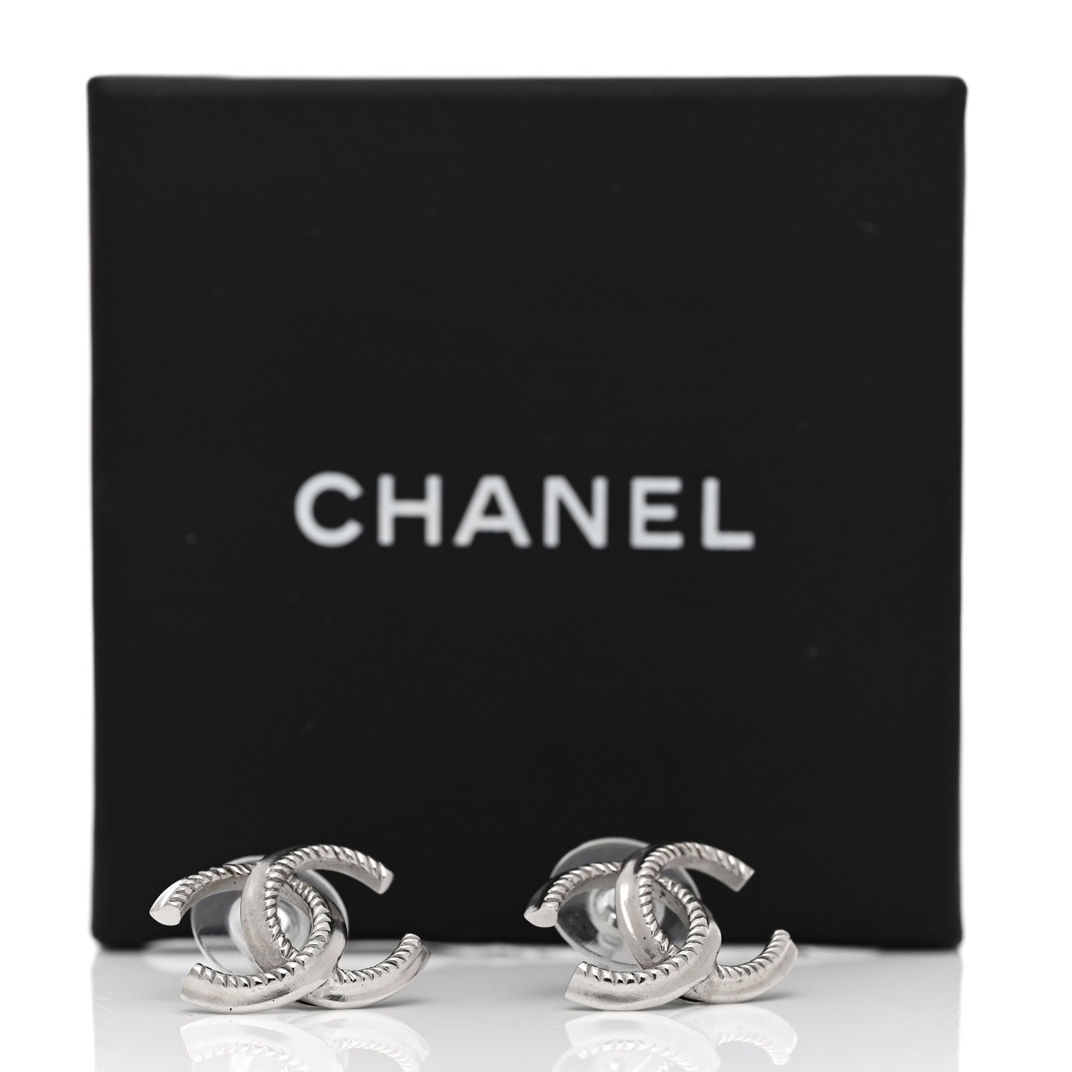 Chanel Metal CC Rope Earrings Silver 5 of 5