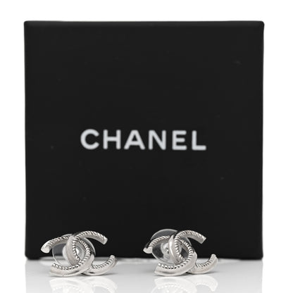 Chanel Metal CC Rope Earrings Silver 5 of 5