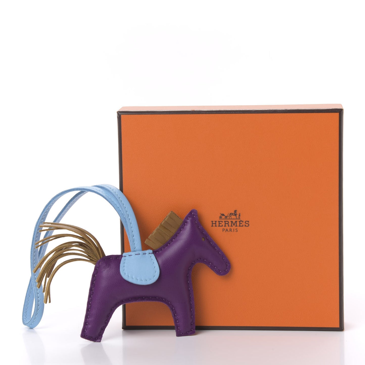 Milo Lambskin Grigri Rodeo Horse Bag Charm PM Violet Celeste Kraft