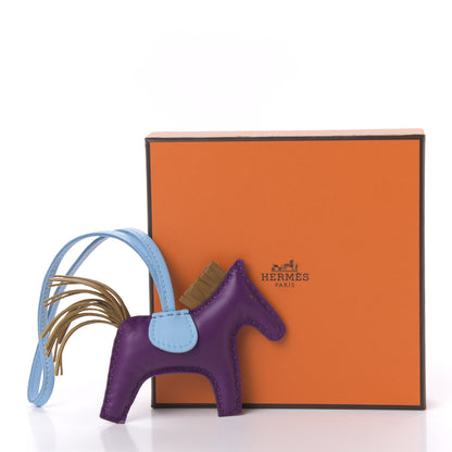 Hermes Milo Lambskin Grigri Rodeo Horse Bag Charm PM Violet Celeste Kraft 4 of 4