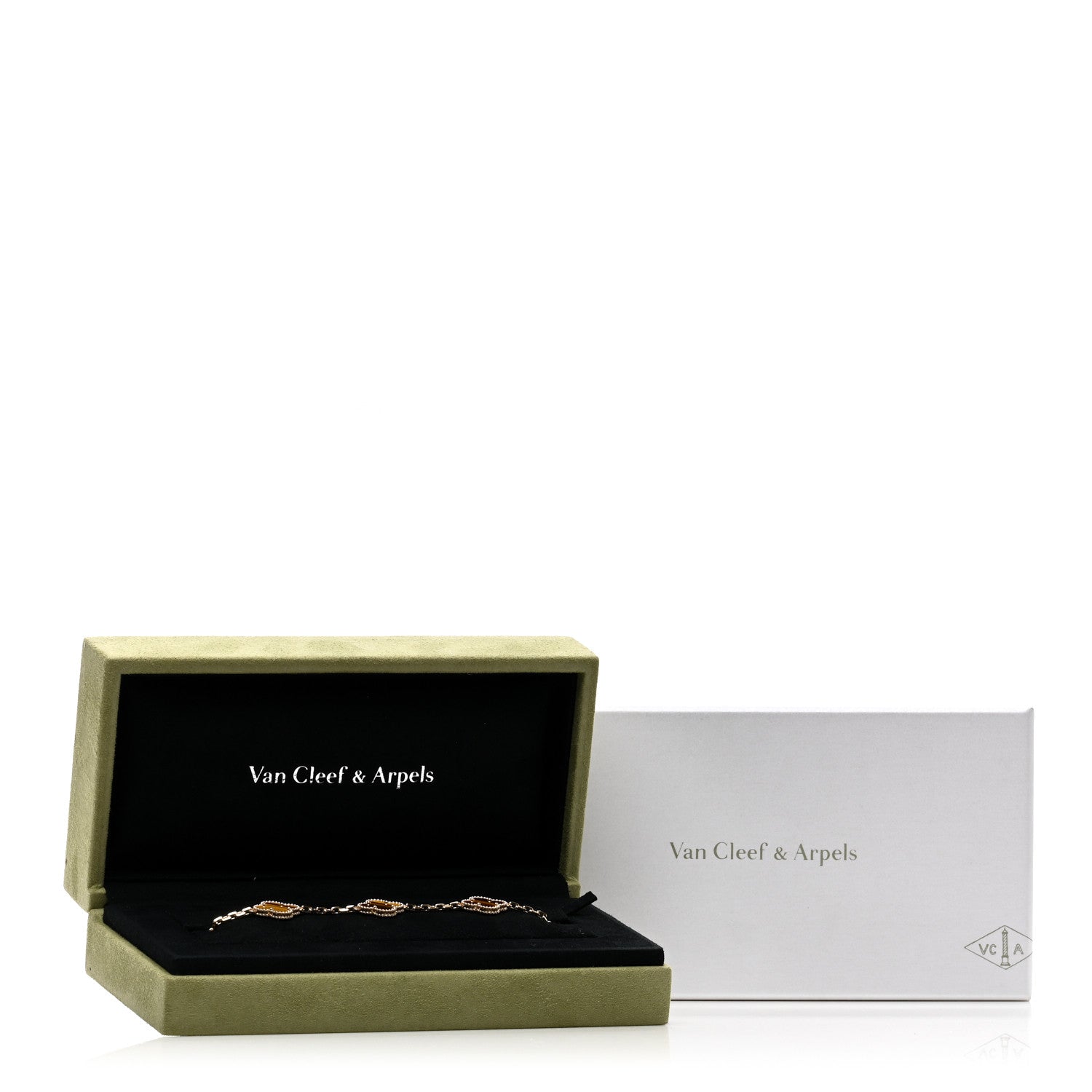 Van Cleef & Arpels 18K Yellow Gold Tiger Eye 5 Motifs Vintage Alhambra Bracelet 5 of 5