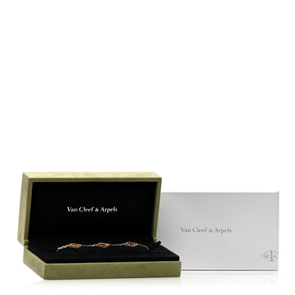 Van Cleef & Arpels 18K Yellow Gold Tiger Eye 5 Motifs Vintage Alhambra Bracelet 5 of 5