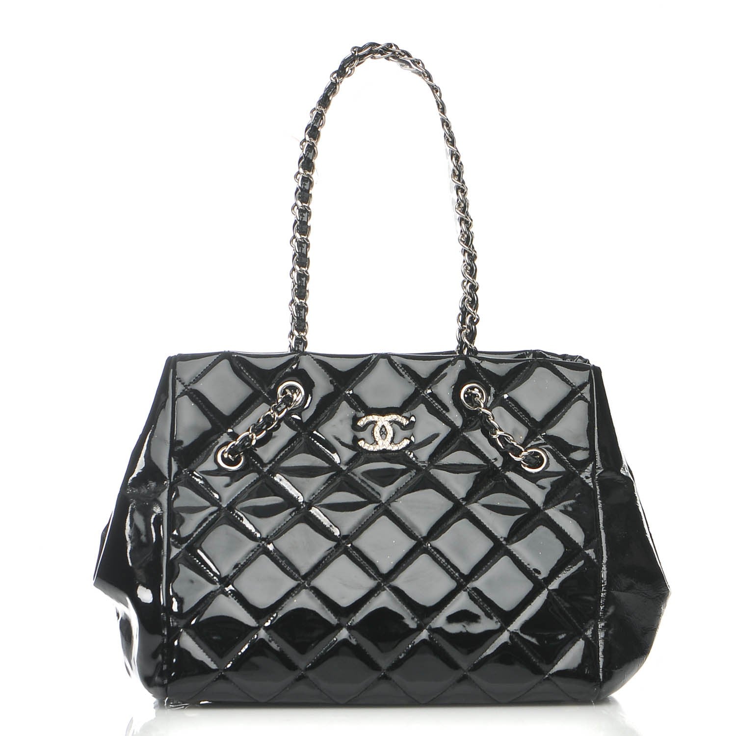 Chanel Patent Quilted Large Cells Tote Black 1 of 7