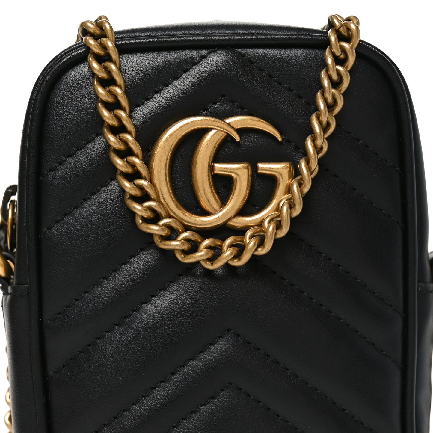Calfskin Matelasse Mini GG Marmont Crossbody Bag Black