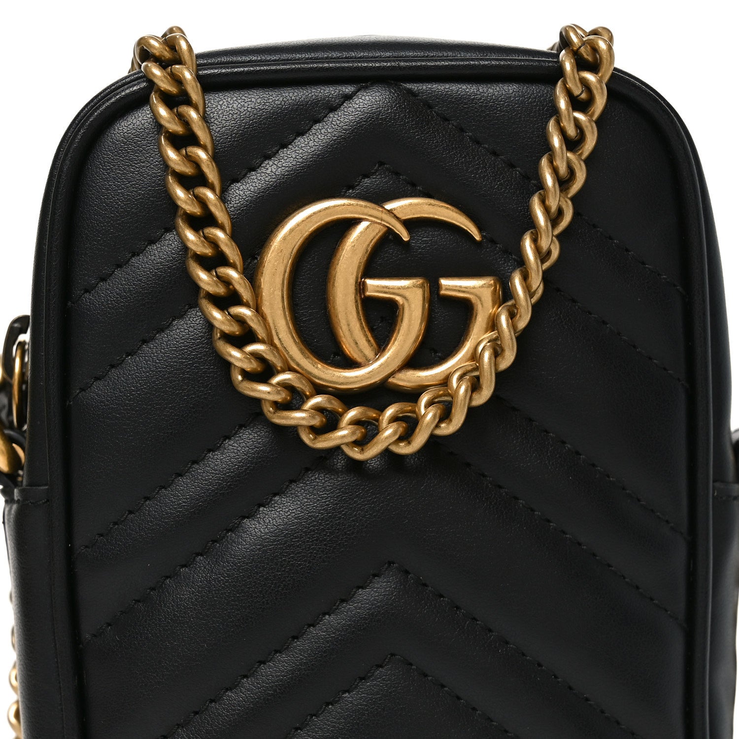 Gucci Calfskin Matelasse Mini GG Marmont Crossbody Bag Black 6 of 9