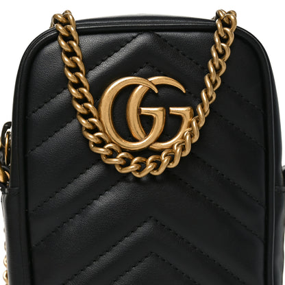 Gucci Calfskin Matelasse Mini GG Marmont Crossbody Bag Black 6 of 9