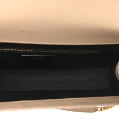 Saint Laurent Grain De Poudre Mixed Matelasse Large Triquilt Monogram Satchel Dark Beige 5 of 9