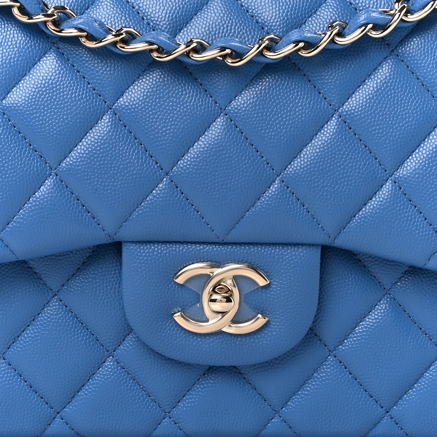 Chanel Caviar Quilted Jumbo Double Flap Blue 9 of 11