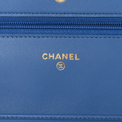 Chanel Lambskin Quilted Wallet On Chain WOC Blue 6 of 11