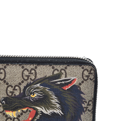 Gucci GG Supreme Monogram Wolf Print Zip Around Wallet Black 8 of 11
