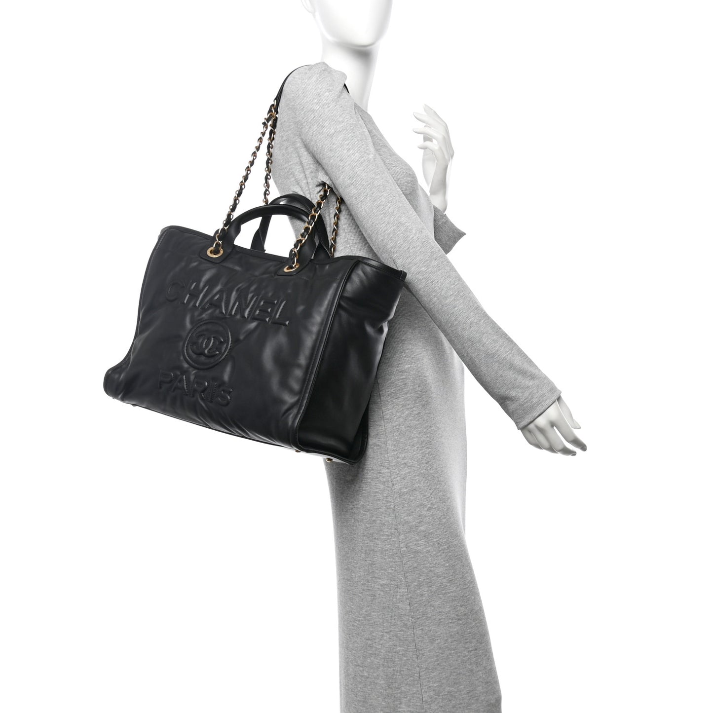 Calfskin Medium Deauville Tote Black