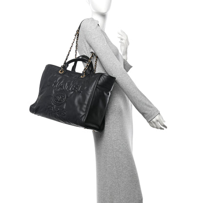 Chanel Calfskin Medium Deauville Tote Black 2 of 11
