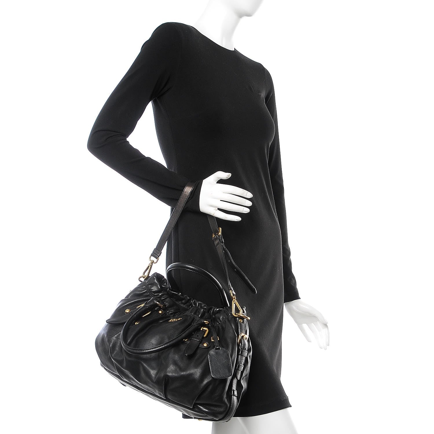 Prada Soft Calf Tote Black 3 of 9