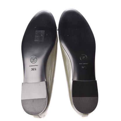 Chanel Patent Calfskin CC Cap Toe Ballerina Flats 36.5 Light Grey 5 of 11