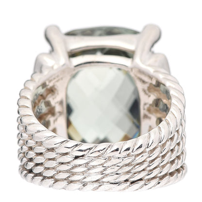 David Yurman Sterling Silver Diamond Prasiolite 20mm Wheaton Ring 53 6.5 4 of 5