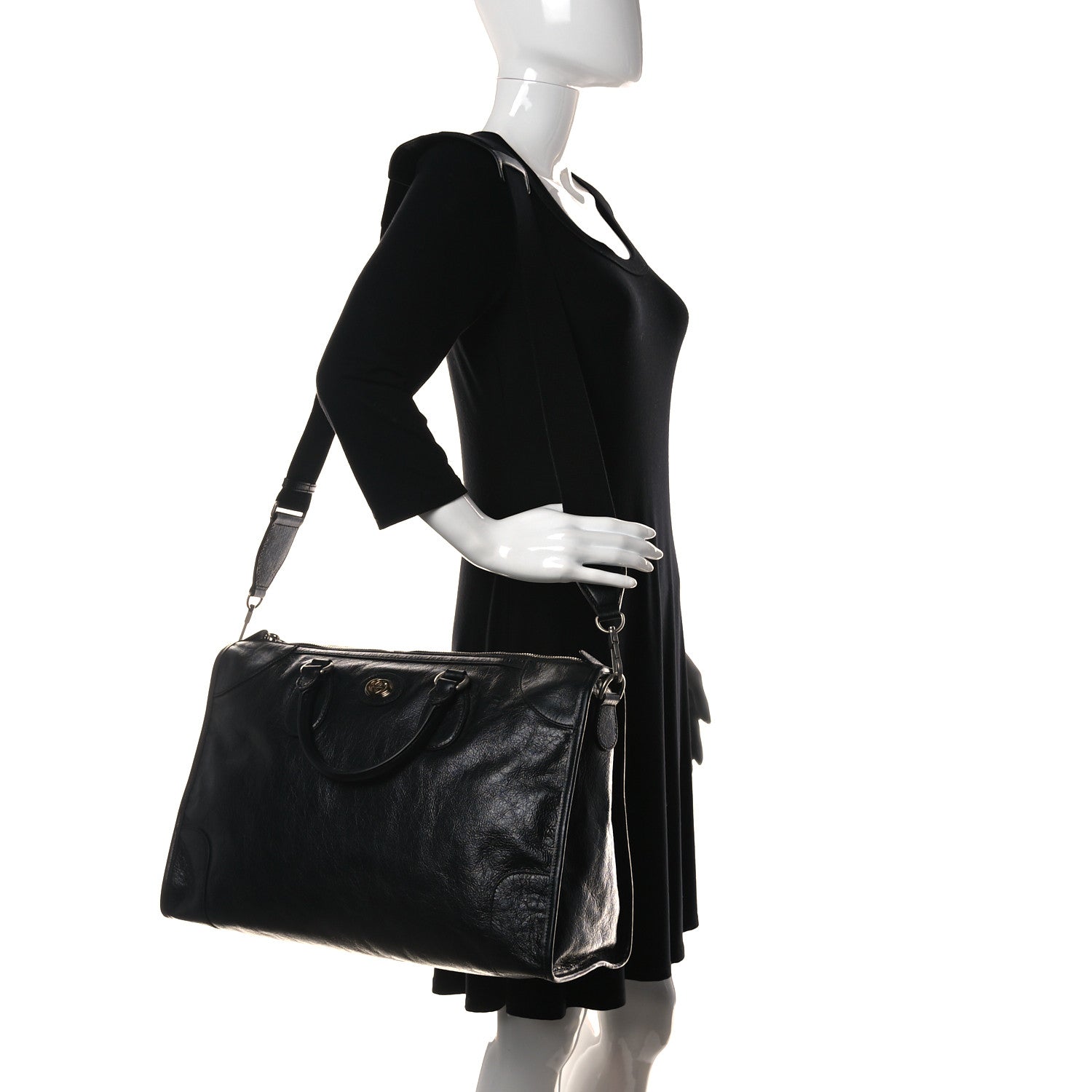 Gucci Fluffy Calfskin Morpheus Weekender Duffle Black 2 of 13