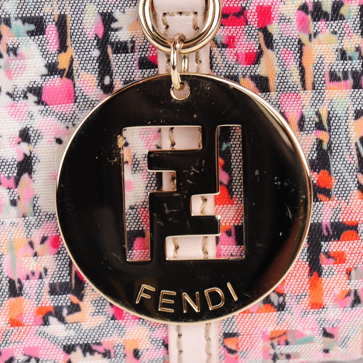 Fendi Zucchino Vitello Floral Forever Shopper Tote Rosa Papaya Rosa Confetto 8 of 11