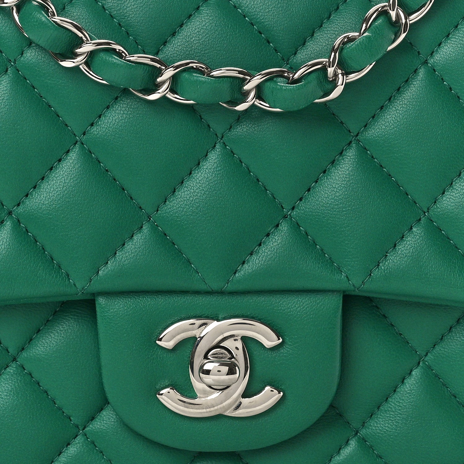 Chanel Lambskin Quilted Mini Square Flap Green 8 of 10